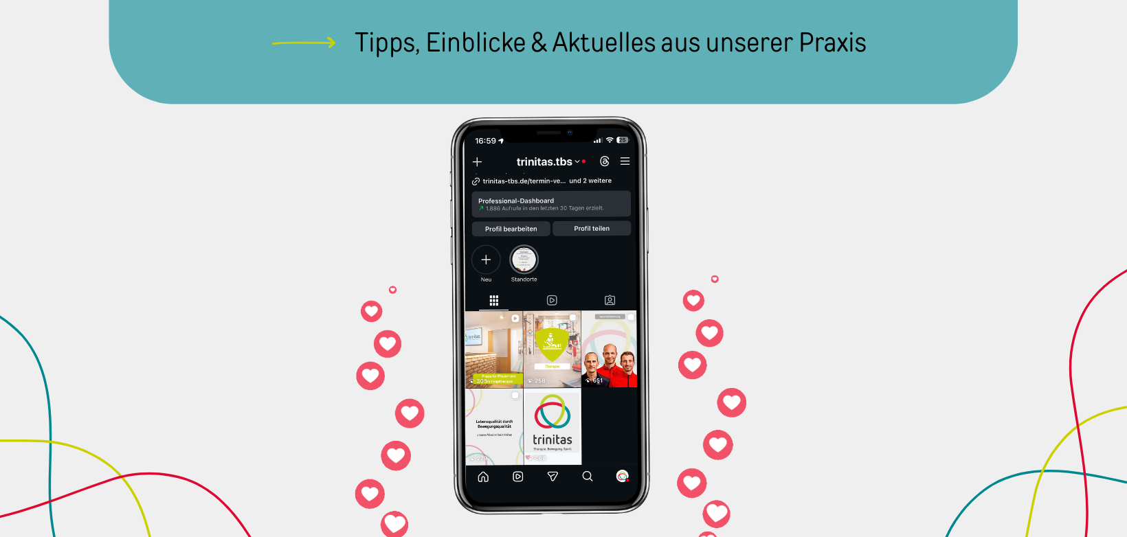 smartphone mit ausschnitt unseres instagram kanals