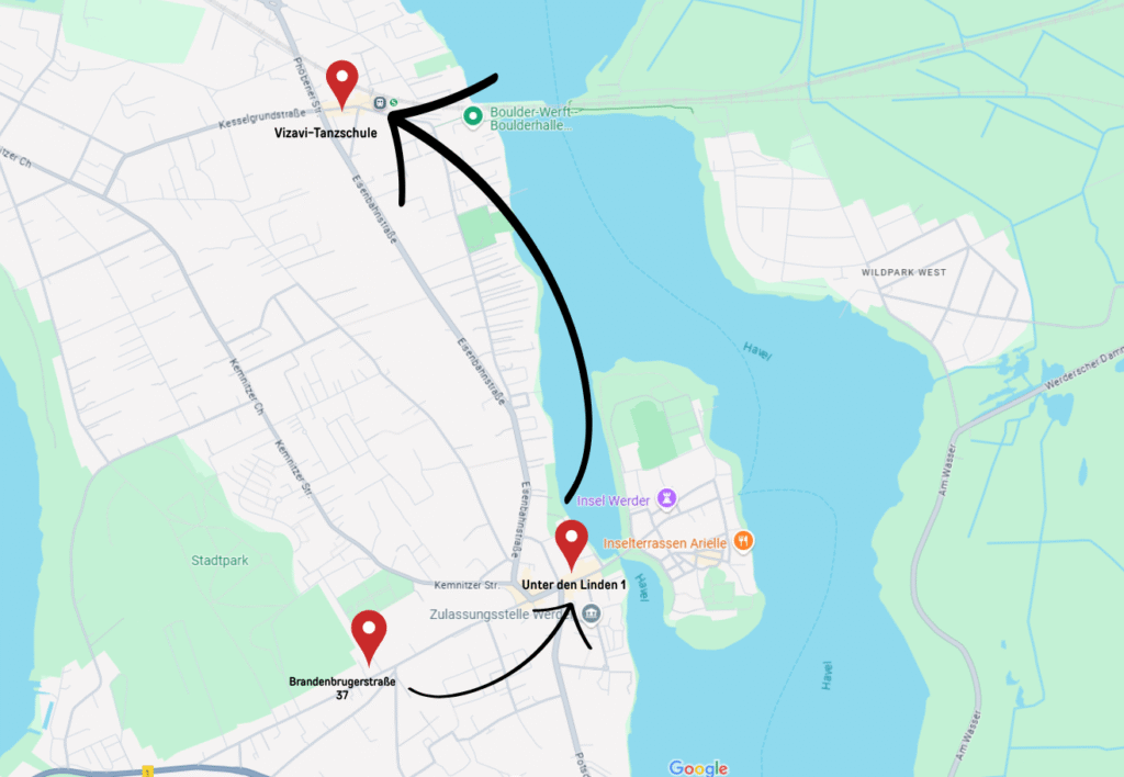 Karte mit einer Übersicht unserer Standorte in Werder (Havel)
